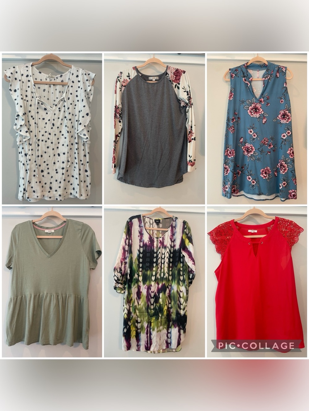 Spring Summer Boho Floral Women’s Comfy Casual Bundle 6 Tops Size Large